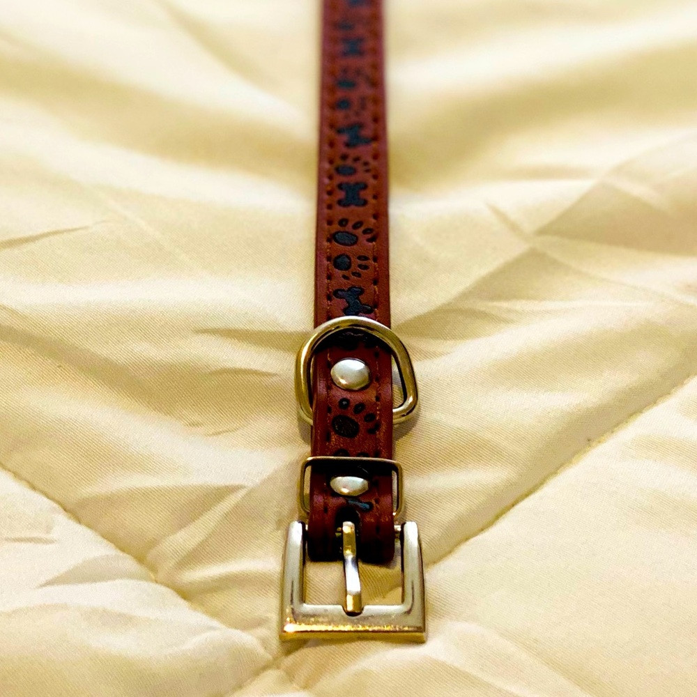Small Dog Collar - Brown Faux Leather